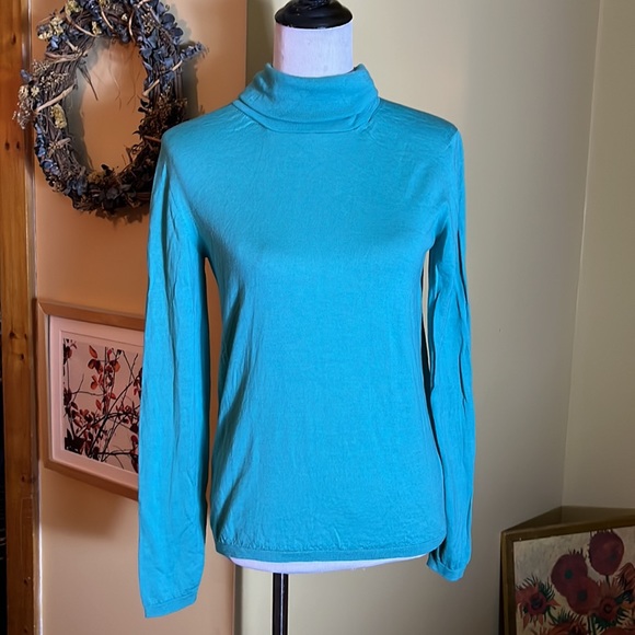 MAX MARA Spilata Size Large Turquoise Green Turtleneck 100% Pure New Wool  $458 - Picture 3 of 15